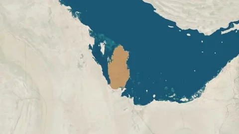 Zoom in to the map of Qatar with text, textless Stock Footage 203801940