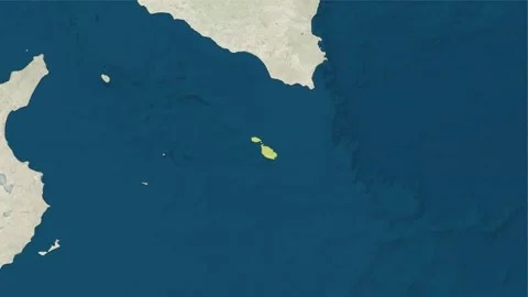 Zoom in to the map of Republic of Malta with text, textless Stock Footage 248065350