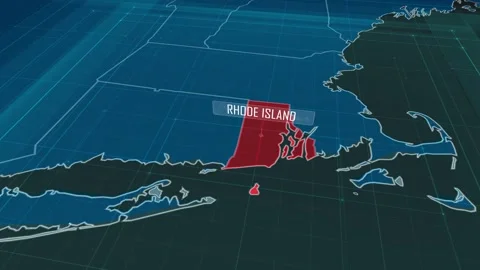 Zoom in to the map of Rhode Island state, with text and textless Stock Footage 302140641