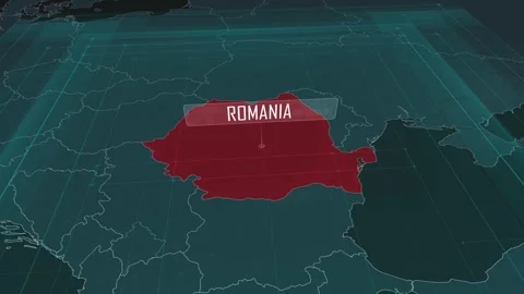 Zoom in to the map of Romania, with text and textless Stock Footage 301136073