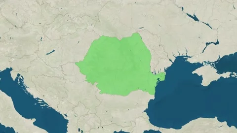 Zoom in to the map of Romania with text, textless, and with flag 스톡 동영상 206882127
