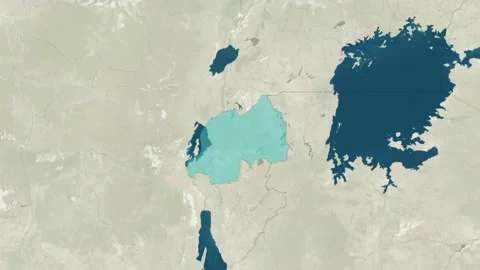 Zoom in to the map of Rwanda with text, textless, and with flag Stock Footage 211202291