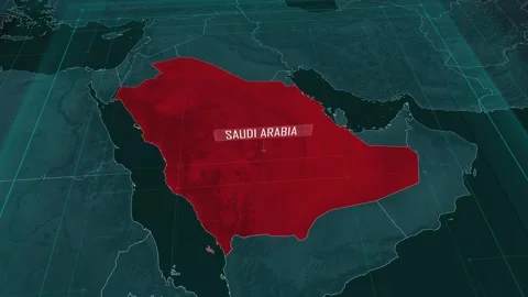 Zoom in to the map of Saudi Arabia with text and textless Video stock 300907956