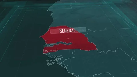 Zoom in to the map of Senegal, with text and textless Stock Footage 301352867