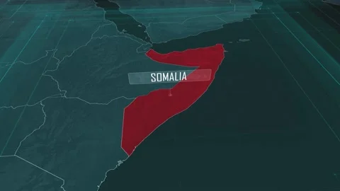 Zoom in to the map of Somalia, with text and textless Stock Footage 301352644