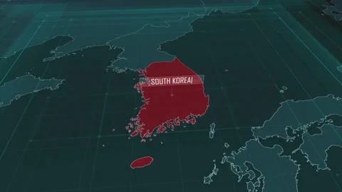Zoom in to the map of South Korea, with text and textless Stock Footage 301480533