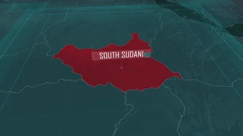 Zoom in to the map of South Sudan, with text and textless Video stock 301352608
