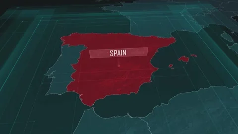 Zoom in to the map of Spain, with text and textless Stock Footage 301135498