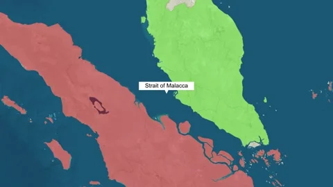 Zoom in to the map of Strait of Malacca with text, textless Vídeos de archivo 204103141
