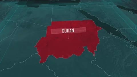 Zoom in to the map of Sudan, with text and textless Stock Footage 301352558