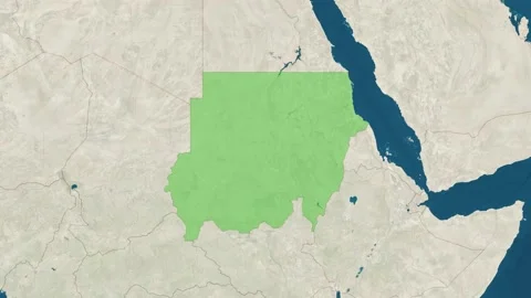 Zoom in to the map of Sudan with text, textless, and with flag Stock Footage 210996966