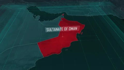 Zoom in to the map of Sultanate Oman, with text and textless Stock Footage 300908231