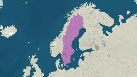 Zoom in to the map of Sweden with text, textless Vídeos de archivo 206864808