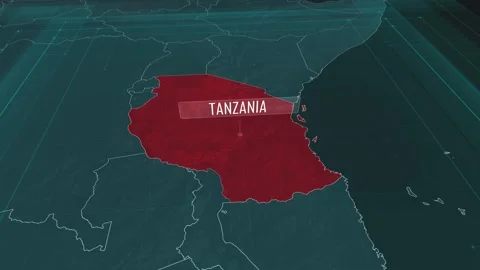Zoom in to the map of Tanzania, with text and textless Stock Footage 301351539