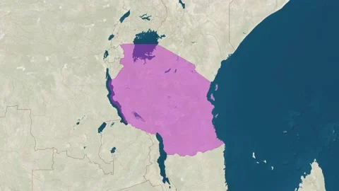 Zoom in to the map of Tanzania with text, textless, and with flag Stock Footage 211205140