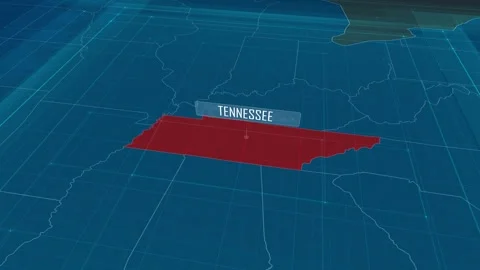 Zoom in to the map of Tennessee state, with text and textless Video stock 302140874