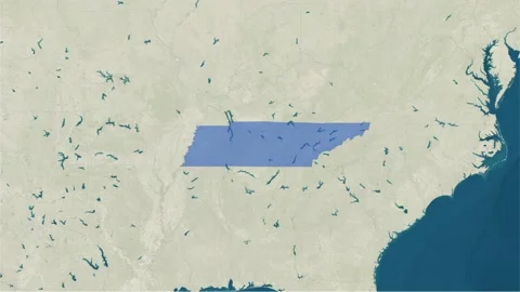 Zoom in to the map of Tennessee with text, textless, and with flag Stock-Footage 218088893