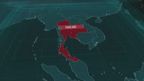Zoom in to the map of thailand, with text and textless Stock Footage 301479842