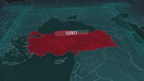 Zoom in to the map of Turkey, with text and textless Stock Footage 301133134