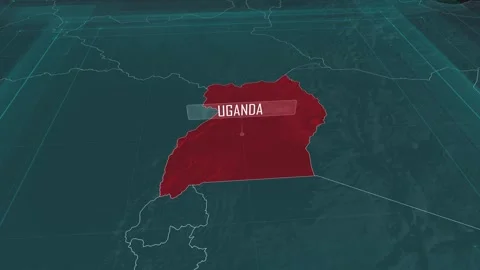 Zoom in to the map of Uganda, with text and textless Stock Footage 301352914