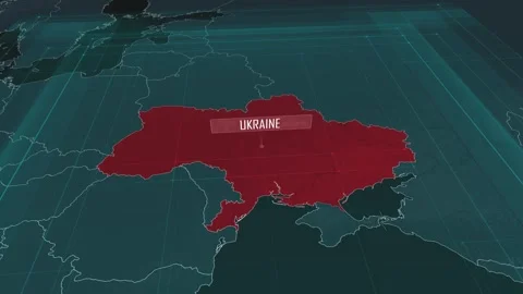 Zoom in to the map of Ukraine, with text and textless Stock Footage 301132479