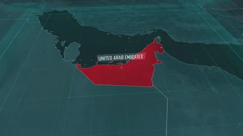 Zoom in to the map of United Arab Emirates, with text and textless Video stock 301481954