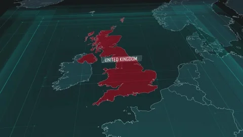 Zoom in to the map of United Kingdom, with text and textless Stock Footage 301132396