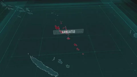 Zoom in to the map of Vanuatu, with text and textless Stock Footage 301481658