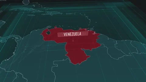 Zoom in to the map of Venezuela, with text and textless Video stock 301002722