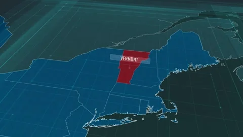 Zoom in to the map of Vermont state, with text and textless Stock Footage 302141207
