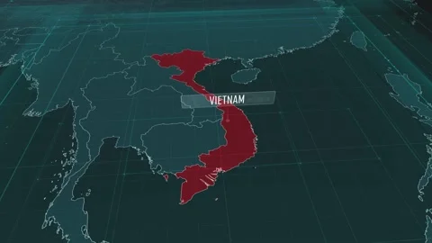 Zoom in to the map of Vietnam, with text and textless Stock Footage 301480220
