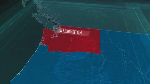 Zoom in to the map of Washington state, with text and textless Stock Footage 302405188