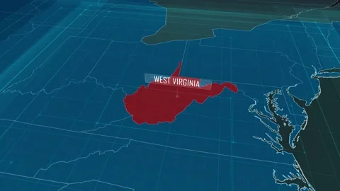 Zoom in to the map of West Virginia state, with text and textless Stock Footage 302140813