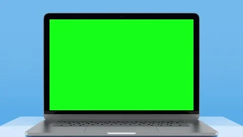 Zoom In on Mockup of Laptop Computer Display with Green Screen for Chromakey Stock Footage 271316416