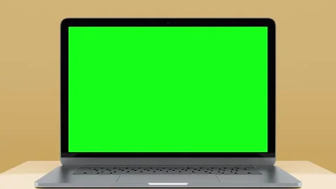 Zoom In on Mockup of Laptop Computer Display with Green Screen for Chromakey Stock Footage 271610901