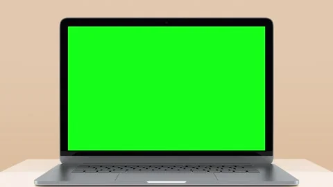 Zoom In on Mockup of Laptop Computer Display with Green Screen for Chromakey Stock Footage 273016546