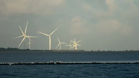 Zoom In on modern windmills Video stock 253700782