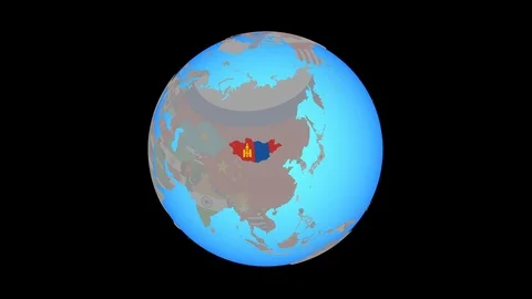 Zoom to Mongolia with flag on map Stock Footage 99817709