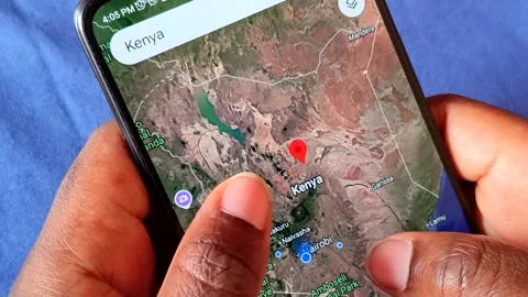 Zoom in of Nairobi, Kenya on Google Maps Stock Footage 308726943