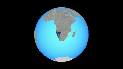 Zoom to Namibia with flag on map Video stock 99817512