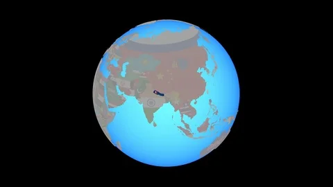 Zoom to Nepal with flag on map Stock Footage 99817885