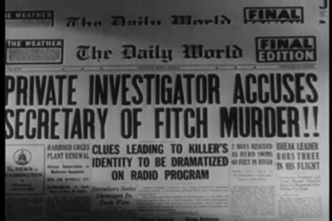 Zoom in  to newspaper headline, 1940s Stock Footage 35328043