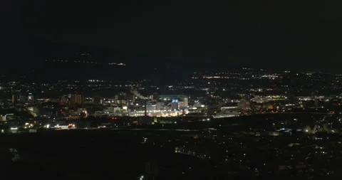 Zoom in on the night view of Ueda city in Nagano, Japan Stock Footage 334680109