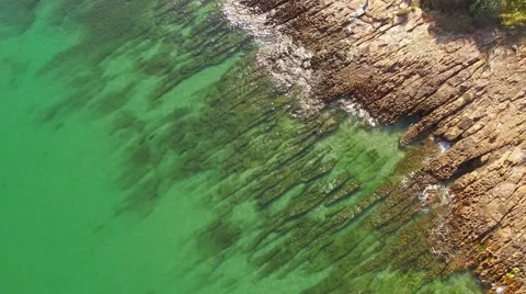 Zoom to ocean surface from top aerial view Stock Footage 64697416
