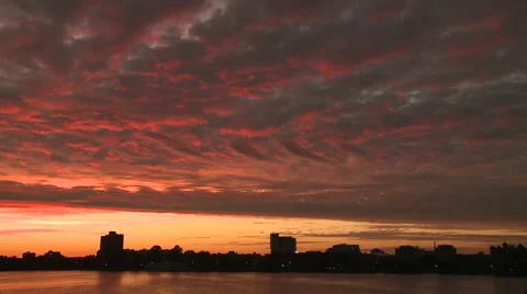 Zoom in to the orange beautiful Clouds. Stock Footage 54713330