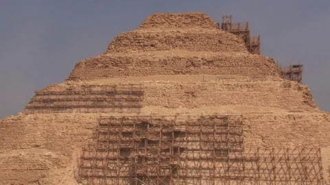 Zoom Out of the Ancient Step Pyramid Of Djoser In Saqqara, Egypt Stock-Footage 84292007