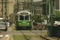 Zoom out from approaching tram Footage
