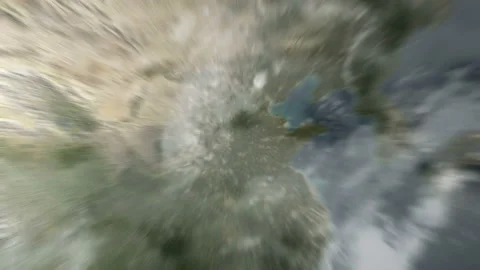 Zoom out of Beijing, China through clouds to see the Earth from space Stock Footage 141528003