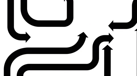 Zoom out from black arrows on a white background, CG animation Stockbeeldmateriaal 65002199