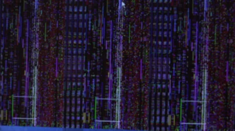 Zoom out from blurred to in focus computer with problem monitor Stock Footage 42220122